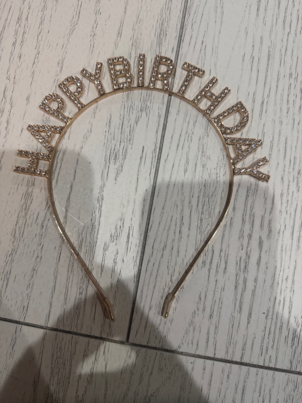Fashion Nova Rose Gold Rhinestone "Happy Birthday" Headband